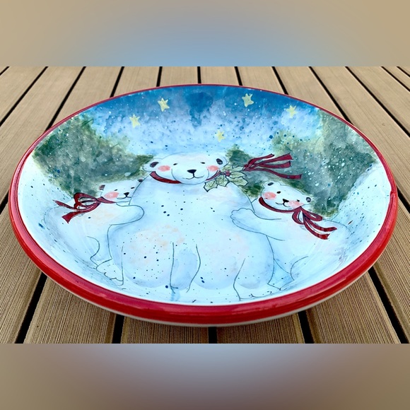 Vtg Retired Certified International Enchanted Santa Individual Pasta Bowl Plate - Picture 4 of 14